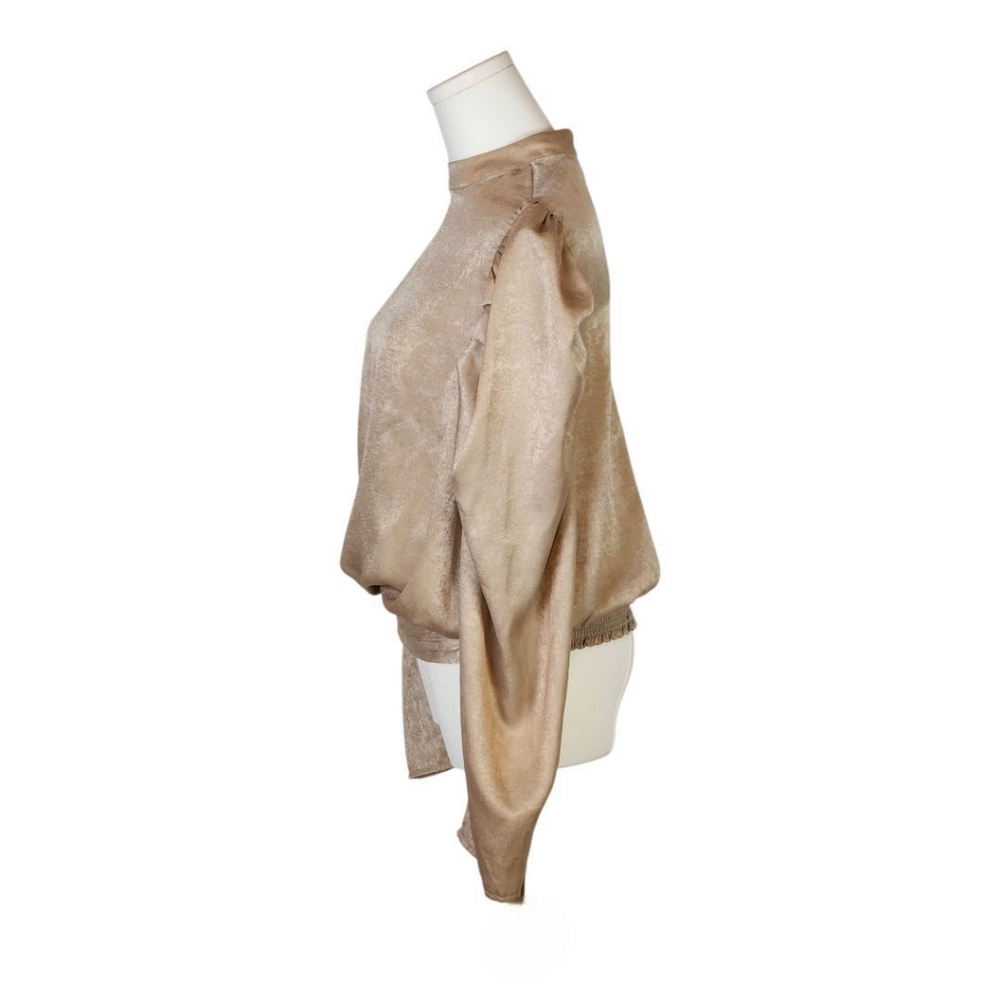 A. Calin by Flying Tomato Champagne Puff Sleeve Blouse Size Large - Picture 4 of 9